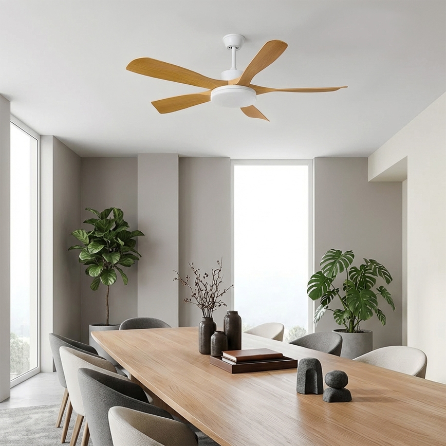 Brilagi - LED Dimmable ceiling fan LED/34W/230V 132 cm white/brown + remote control