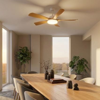 Brilagi - LED Dimmable ceiling fan LED/34W/230V 132 cm white/brown + remote control