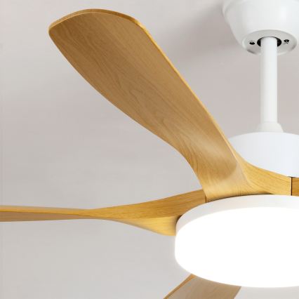 Brilagi - LED Dimmable ceiling fan LED/34W/230V 132 cm white/brown + remote control