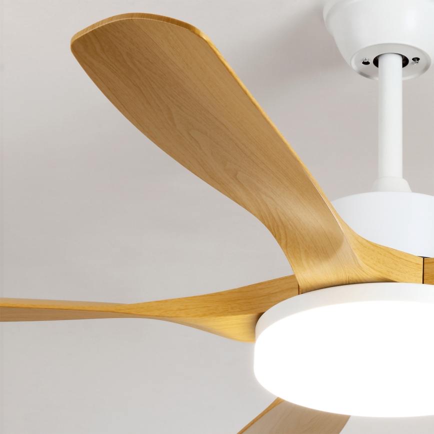 Brilagi - LED Dimmable ceiling fan LED/34W/230V 132 cm white/brown + remote control