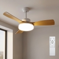 Brilagi - Dimmable LED ceiling fan LED/34W/230V 3000-6500K Ø 106 cm white/brown + remote control