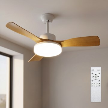 Brilagi - Dimmable LED ceiling fan LED/34W/230V 3000-6500K Ø 106 cm white/brown + remote control
