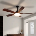 Brilagi - Dimmable LED Ceiling Fan LED/34W/230V 3000-6500K Ø 132 cm Black/Brown + Remote Control