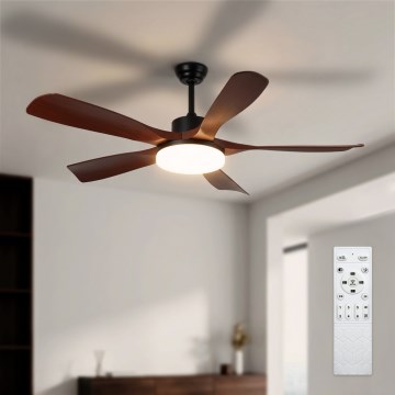 Brilagi - Dimmable LED Ceiling Fan LED/34W/230V 3000-6500K Ø 132 cm Black/Brown + Remote Control