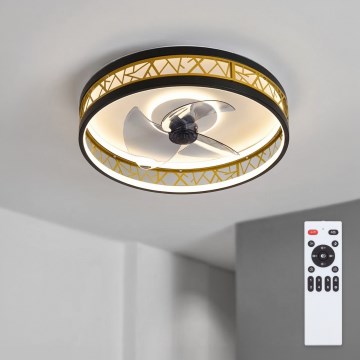Brilagi - Dimmable LED Ceiling Fan LED/34W/230V 3000-6500K Ø 50 cm Black/Gold + Remote Control