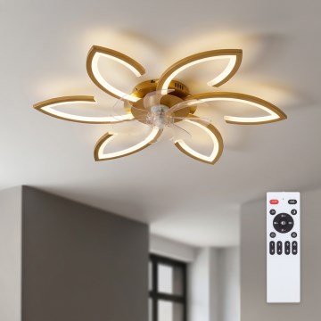 Brilagi - Dimmable LED Ceiling Fan LED/34W/230V 3000-6500K Ø 78 cm Gold + Remote Control