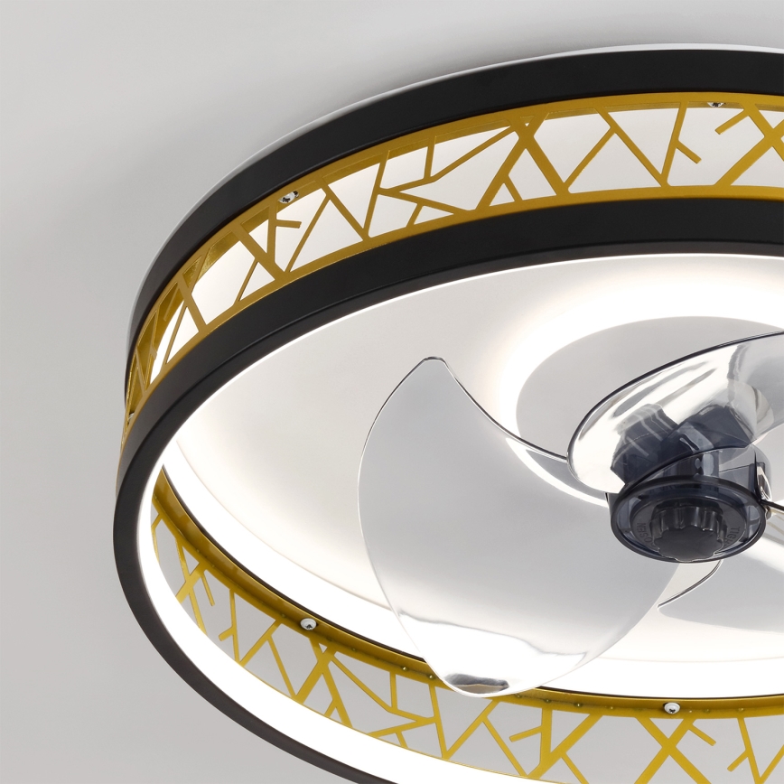 Brilagi - Dimmable LED Ceiling Fan LED/34W/230V, 50 cm, Black/Gold + Remote Control