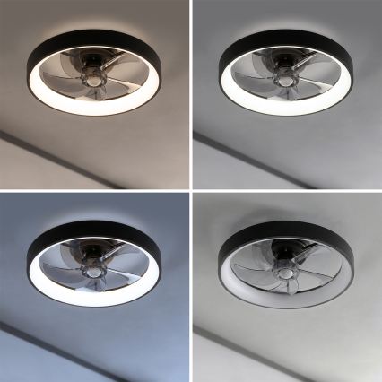 Brilagi - LED Dimmable Ceiling Fan LED/34W/230V Ø 50 cm Black + Remote Control