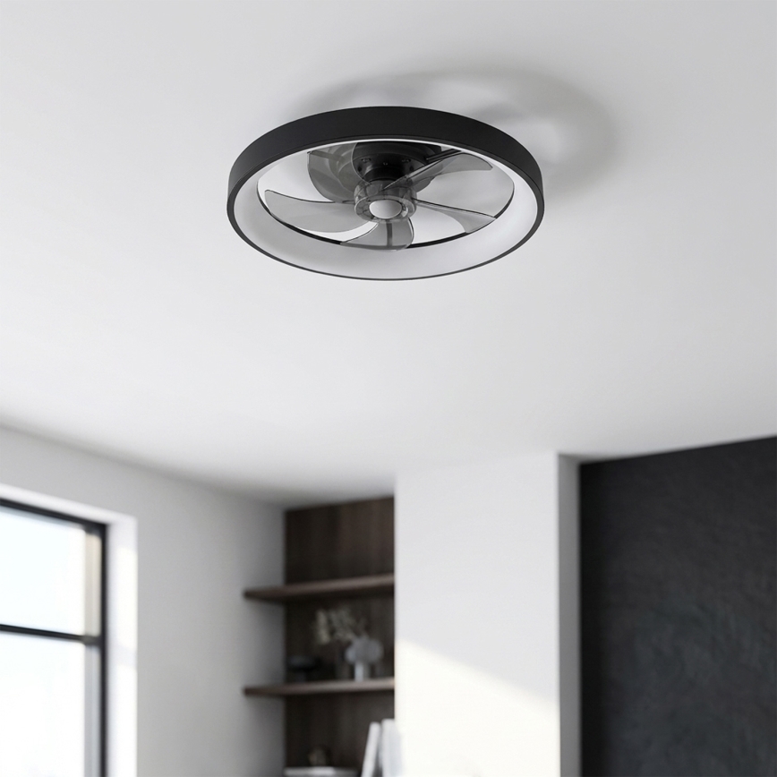 Brilagi - LED Dimmable Ceiling Fan LED/34W/230V Ø 50 cm Black + Remote Control