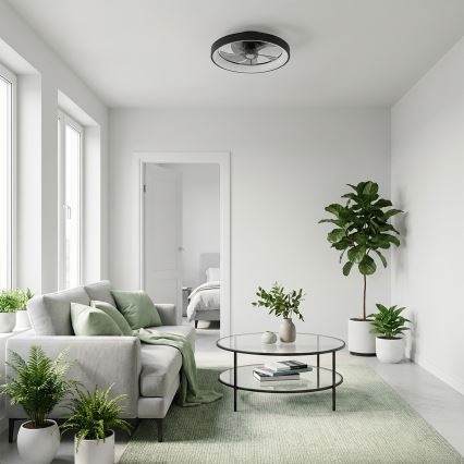 Brilagi - LED Dimmable Ceiling Fan LED/34W/230V Ø 50 cm Black + Remote Control