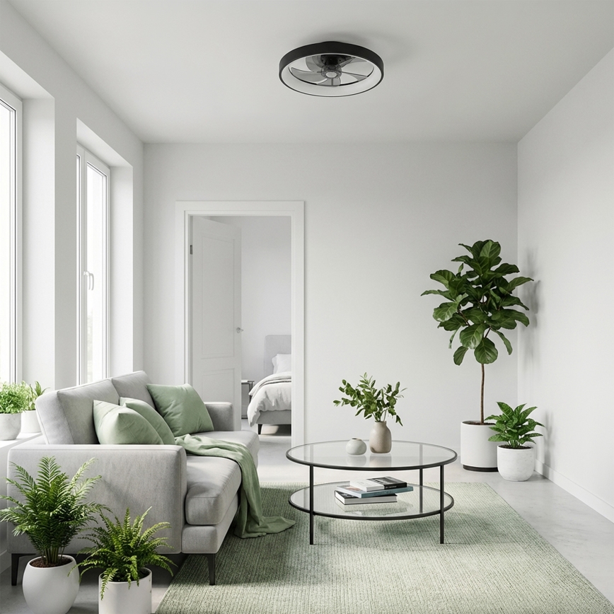 Brilagi - LED Dimmable Ceiling Fan LED/34W/230V Ø 50 cm Black + Remote Control