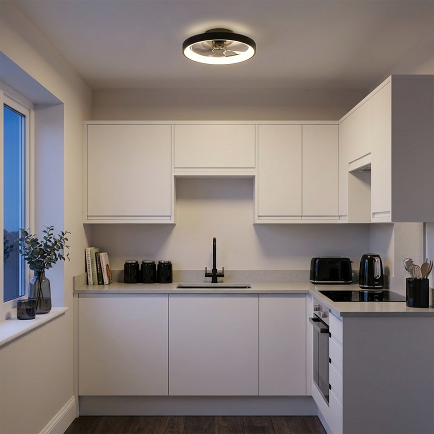 Brilagi - LED Dimmable Ceiling Fan LED/34W/230V Ø 50 cm Black + Remote Control