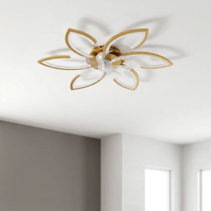 Brilagi - LED Dimmable Ceiling Fan LED/34W/230V Ø 78 cm Gold + Remote Control