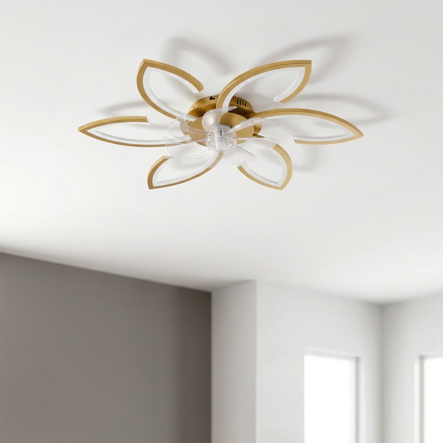 Brilagi - LED Dimmable Ceiling Fan LED/34W/230V Ø 78 cm Gold + Remote Control