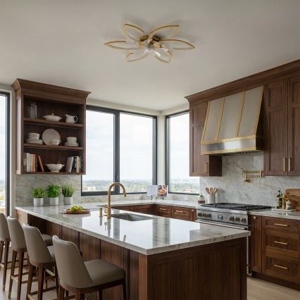 Brilagi - LED Dimmable Ceiling Fan LED/34W/230V Ø 78 cm Gold + Remote Control