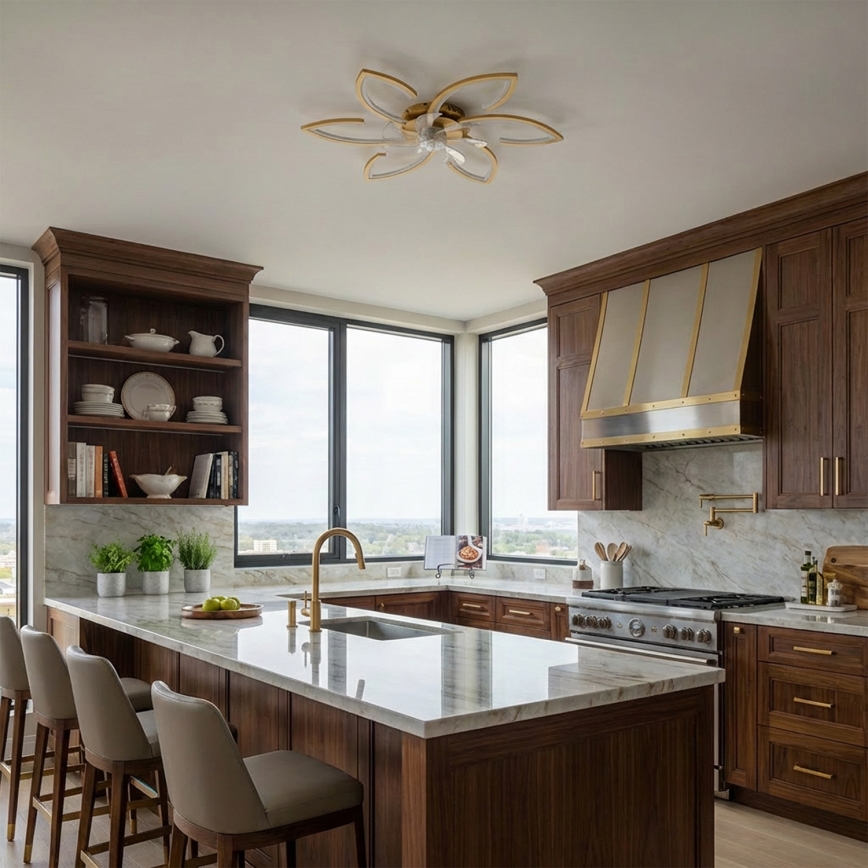 Brilagi - LED Dimmable Ceiling Fan LED/34W/230V Ø 78 cm Gold + Remote Control