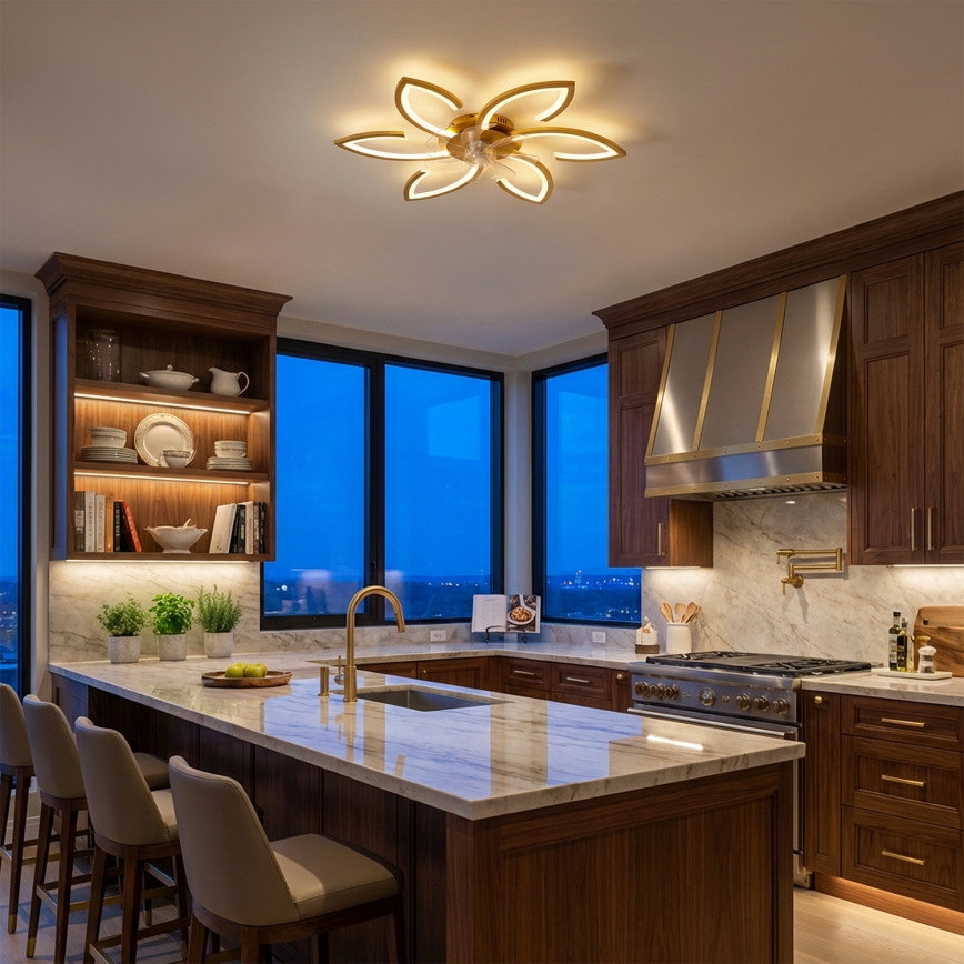 Brilagi - LED Dimmable Ceiling Fan LED/34W/230V Ø 78 cm Gold + Remote Control