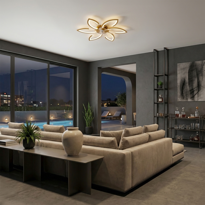 Brilagi - LED Dimmable Ceiling Fan LED/34W/230V Ø 78 cm Gold + Remote Control