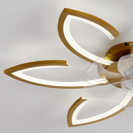 Brilagi - LED Dimmable Ceiling Fan LED/34W/230V Ø 78 cm Gold + Remote Control