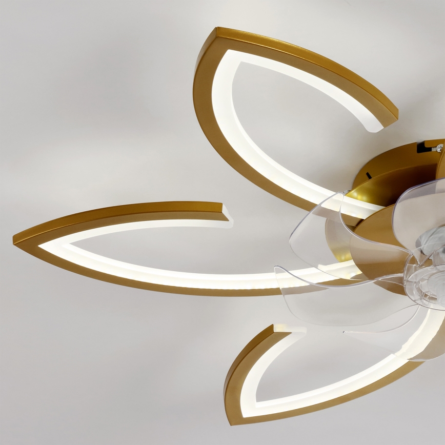 Brilagi - LED Dimmable Ceiling Fan LED/34W/230V Ø 78 cm Gold + Remote Control