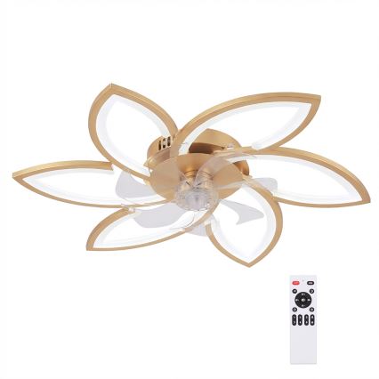 Brilagi - LED Dimmable Ceiling Fan LED/34W/230V Ø 78 cm Gold + Remote Control