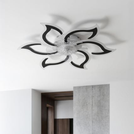 Brilagi - Dimmable LED Ceiling Fan LED/34W/230V Ø 83 cm Black + Remote Control