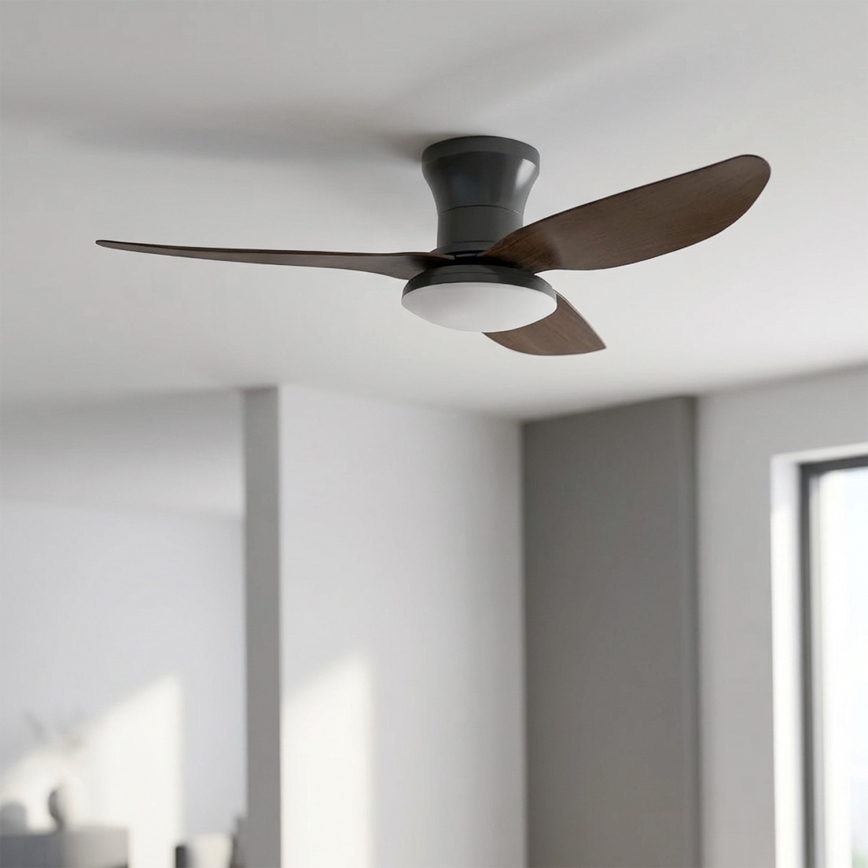 Brilagi - Dimmable LED Ceiling Fan, 38W/230V, 100 cm, Black/Brown + Remote Control