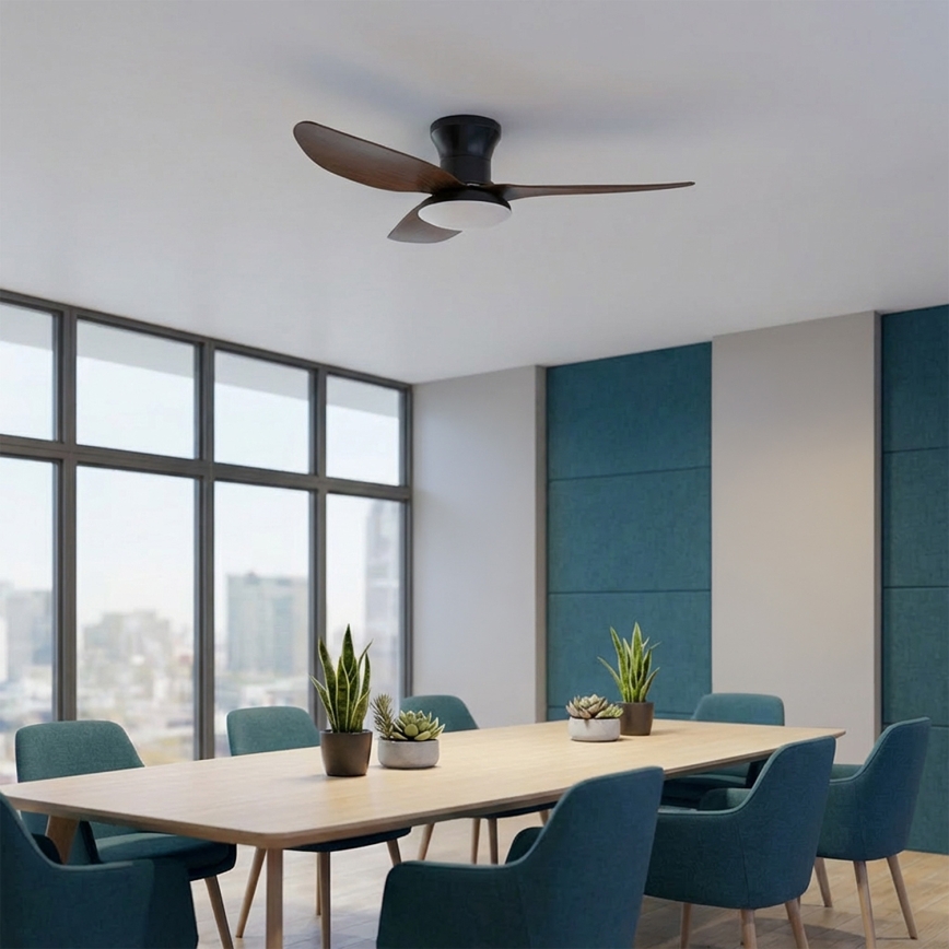 Brilagi - Dimmable LED Ceiling Fan, 38W/230V, 100 cm, Black/Brown + Remote Control