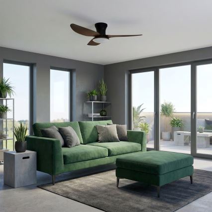 Brilagi - Dimmable LED Ceiling Fan, 38W/230V, 100 cm, Black/Brown + Remote Control