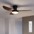 Brilagi - Dimmable LED ceiling fan LED/38W/230V 3000-6500K Ø 100 cm black/brown + remote control