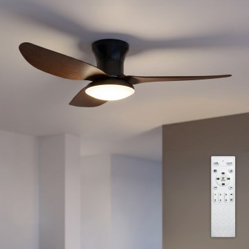 Brilagi - Dimmable LED ceiling fan LED/38W/230V 3000-6500K Ø 100 cm black/brown + remote control