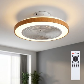 Brilagi - Dimmable LED Ceiling Fan LED/38W/230V 50 cm White/Brown + Remote Control