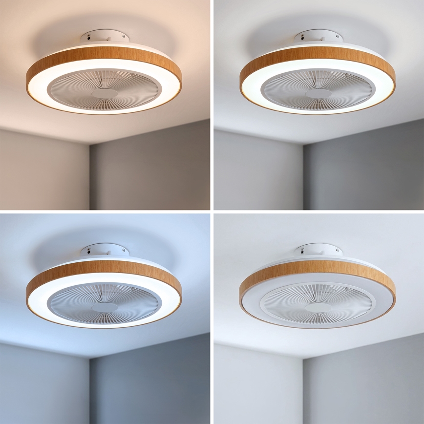 Brilagi - Dimmable LED Ceiling Fan LED/38W/230V 50 cm White/Brown + Remote Control