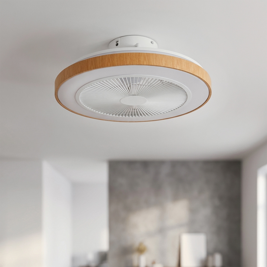 Brilagi - Dimmable LED Ceiling Fan LED/38W/230V 50 cm White/Brown + Remote Control