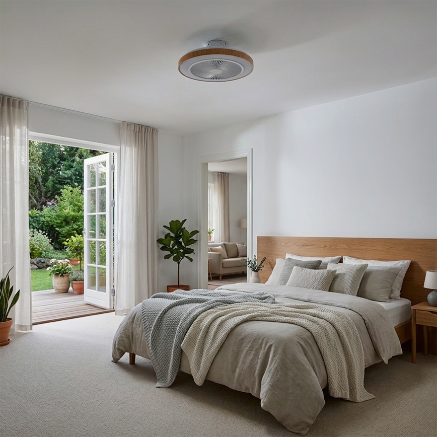 Brilagi - Dimmable LED Ceiling Fan LED/38W/230V 50 cm White/Brown + Remote Control