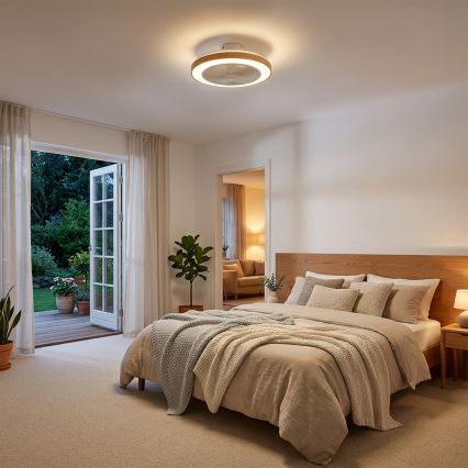 Brilagi - Dimmable LED Ceiling Fan LED/38W/230V 50 cm White/Brown + Remote Control