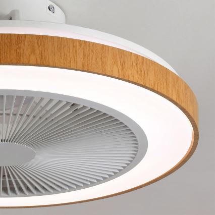 Brilagi - Dimmable LED Ceiling Fan LED/38W/230V 50 cm White/Brown + Remote Control