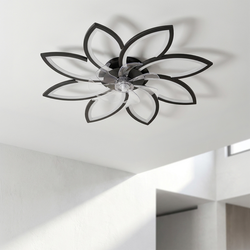 Brilagi - Dimmable LED Ceiling Fan 43W/230V 3000-6500K Ø90 cm Black + Remote Control