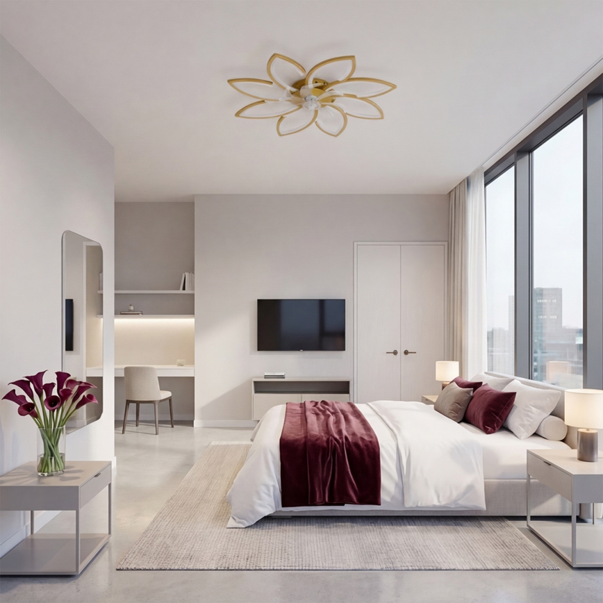 Brilagi - Dimmable LED Ceiling Fan LED/43W/230V Ø 90 cm Gold + Remote Control