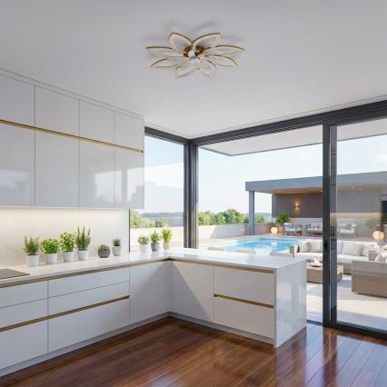 Brilagi - Dimmable LED Ceiling Fan LED/43W/230V Ø 90 cm Gold + Remote Control