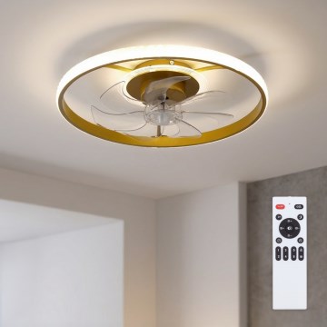 Brilagi - Dimmable LED Ceiling Fan LED/66W/230V 3000-6500K dia. 55 cm white/gold + remote control
