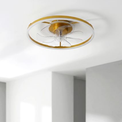 Brilagi - LED Dimmable Ceiling Fan LED/66W/230V 55 cm White/Gold + Remote Control