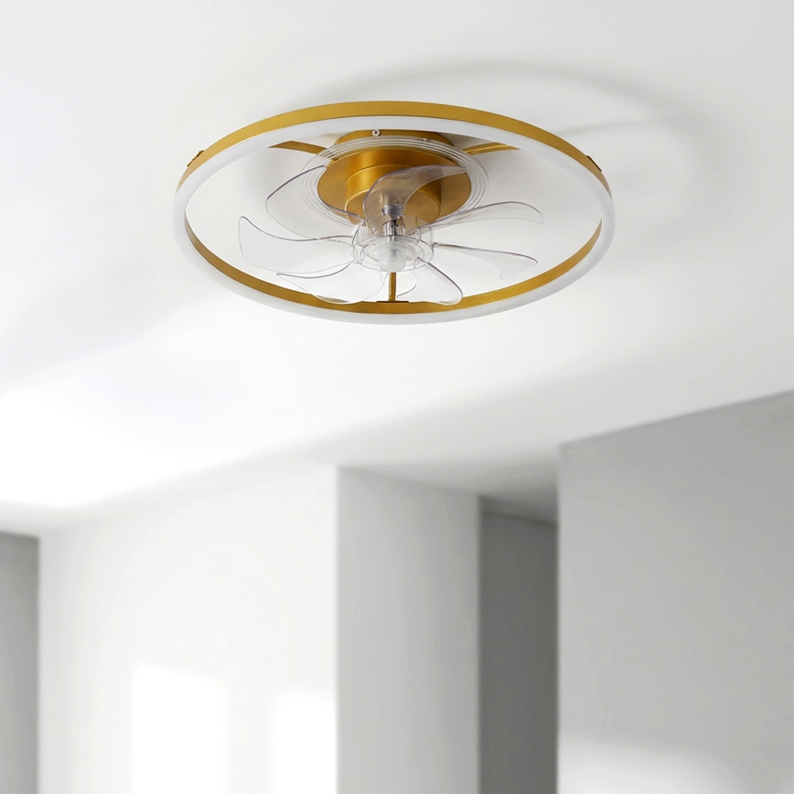 Brilagi - LED Dimmable Ceiling Fan LED/66W/230V 55 cm White/Gold + Remote Control