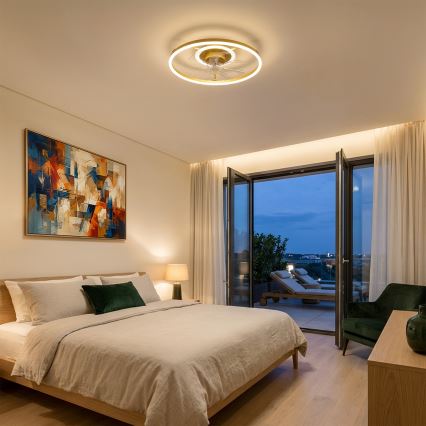 Brilagi - LED Dimmable Ceiling Fan LED/66W/230V 55 cm White/Gold + Remote Control