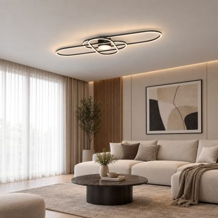 BRILAGI - Dimmable LED Ceiling Light APOLLO LED/58W/230V 3000-6500K 43,2x101,2 cm Black + Remote Control