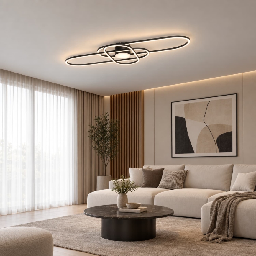 BRILAGI - Dimmable LED Ceiling Light APOLLO LED/58W/230V 3000-6500K 43,2x101,2 cm Black + Remote Control
