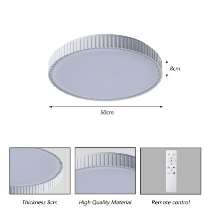 Brilagi - CORVO Dimmable LED Ceiling Light LED/72W/230V 3000-6000K White Ø 50 cm + Remote Control