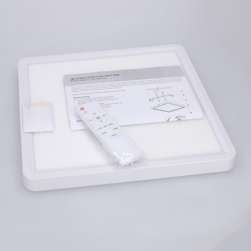 Brilagi - LED Dimmable Ceiling Light ESTELA SQUARE LED/36W/230V 3000-6500K 31x31 cm white + Remote Control