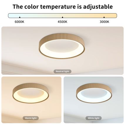 Brilagi - Dimmable LED Ceiling Light FALCON MODERN LED/30W/230V 3000-6500K Ø 40 cm Beige + Remote Control