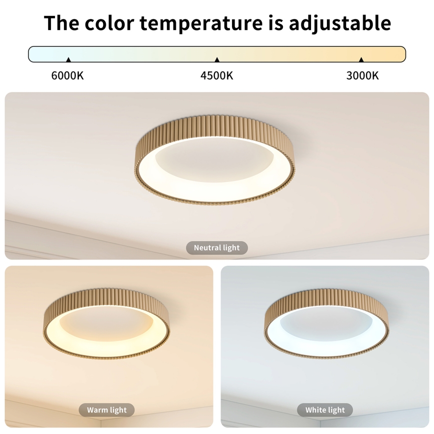 Brilagi - Dimmable LED Ceiling Light FALCON MODERN LED/30W/230V 3000-6500K Ø 40 cm Beige + Remote Control